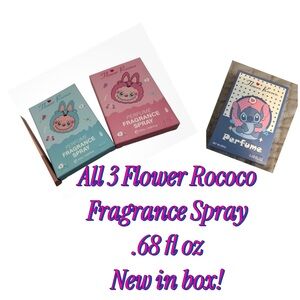 Flower Rococo Perfume Fragrance Spray Trio - Pink & Teal Packaging